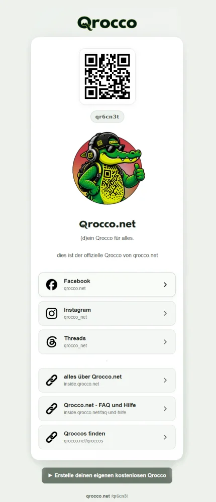 Example Qrocco with QR code and links